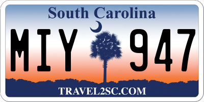 SC license plate MIY947