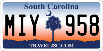 SC license plate MIY958