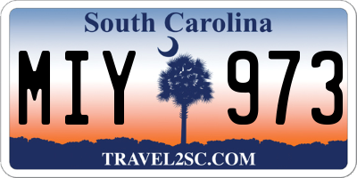 SC license plate MIY973