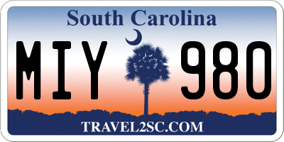 SC license plate MIY980