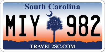 SC license plate MIY982