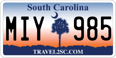 SC license plate MIY985