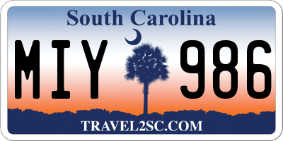 SC license plate MIY986
