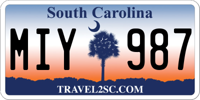 SC license plate MIY987