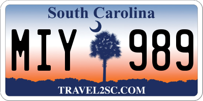 SC license plate MIY989