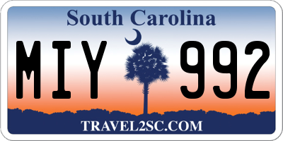 SC license plate MIY992