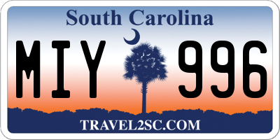 SC license plate MIY996
