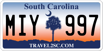 SC license plate MIY997