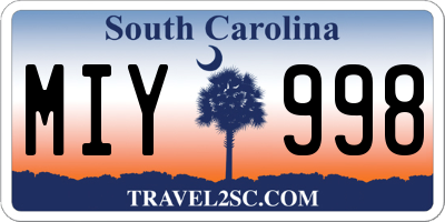 SC license plate MIY998