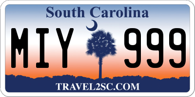 SC license plate MIY999