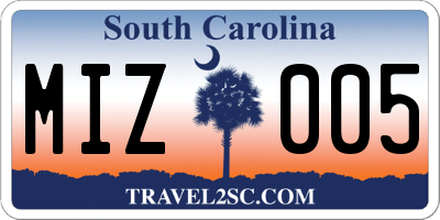 SC license plate MIZ005