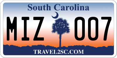 SC license plate MIZ007
