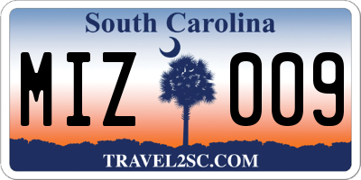 SC license plate MIZ009