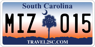 SC license plate MIZ015