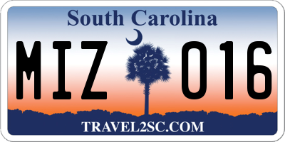 SC license plate MIZ016