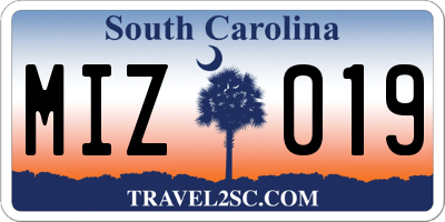 SC license plate MIZ019