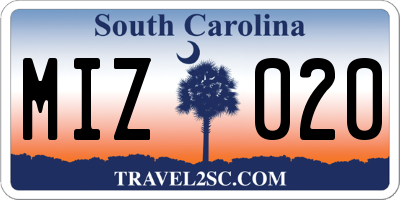 SC license plate MIZ020