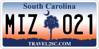 SC license plate MIZ021