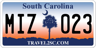 SC license plate MIZ023