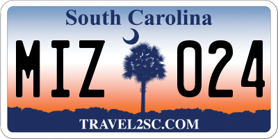 SC license plate MIZ024