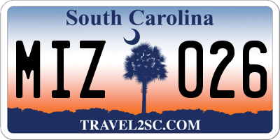 SC license plate MIZ026