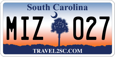 SC license plate MIZ027