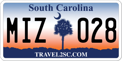 SC license plate MIZ028