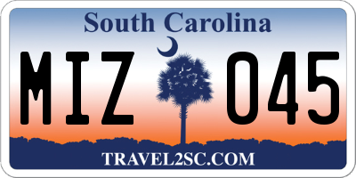 SC license plate MIZ045
