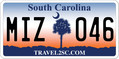 SC license plate MIZ046