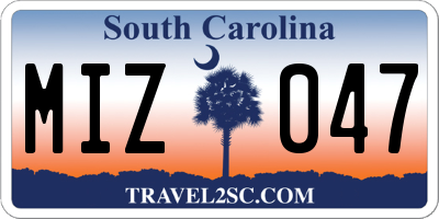 SC license plate MIZ047