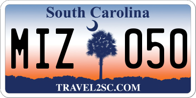 SC license plate MIZ050