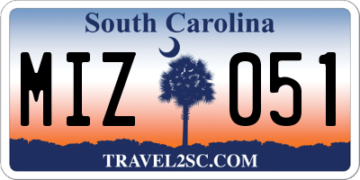 SC license plate MIZ051