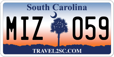 SC license plate MIZ059