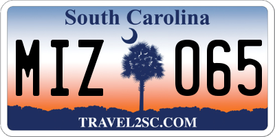 SC license plate MIZ065