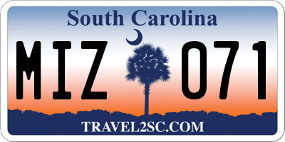 SC license plate MIZ071