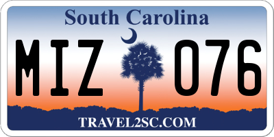 SC license plate MIZ076