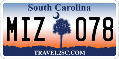 SC license plate MIZ078