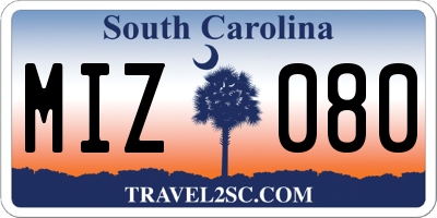 SC license plate MIZ080
