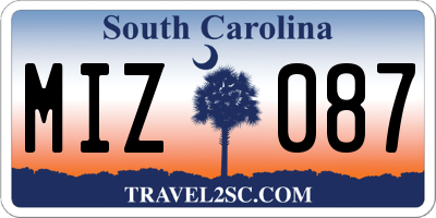 SC license plate MIZ087