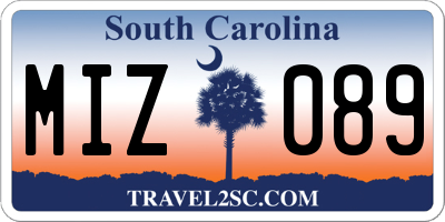 SC license plate MIZ089