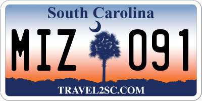 SC license plate MIZ091