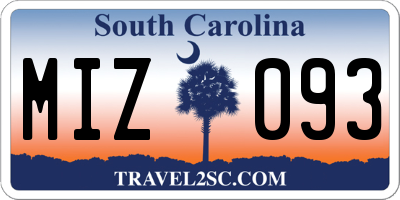 SC license plate MIZ093