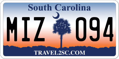 SC license plate MIZ094