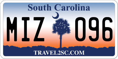 SC license plate MIZ096