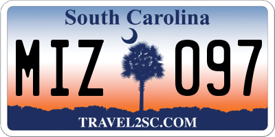 SC license plate MIZ097