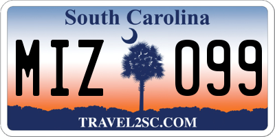 SC license plate MIZ099