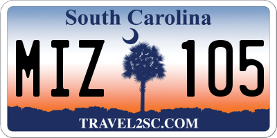 SC license plate MIZ105