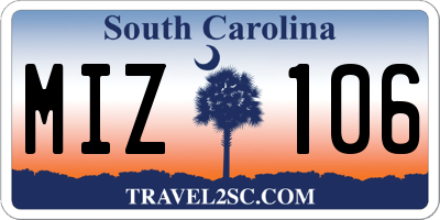 SC license plate MIZ106