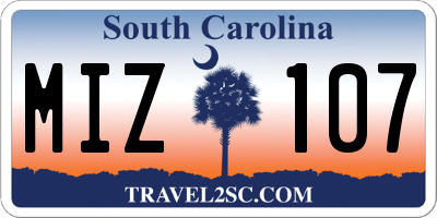 SC license plate MIZ107