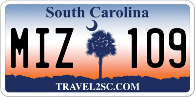 SC license plate MIZ109